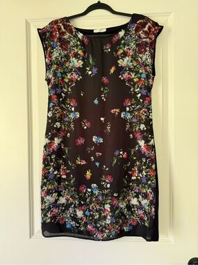 Promod Black Floral Mini Dress